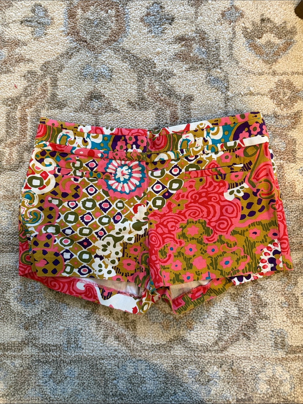 J. Crew Bold Floral & Geometric Print High-Waist Shorts - Pink, Olive, White